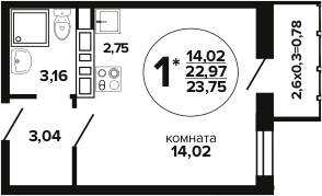 Планировка 22.97 м²
