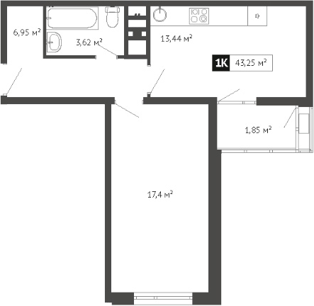 Планировка 41.41 м²
