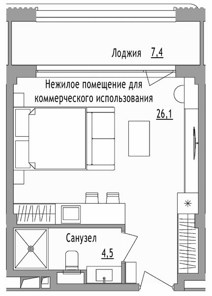 Планировка 30.6 м²