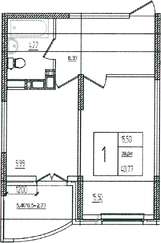 Планировка 38.04 м²