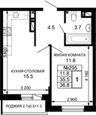 Планировка 36.8 м²