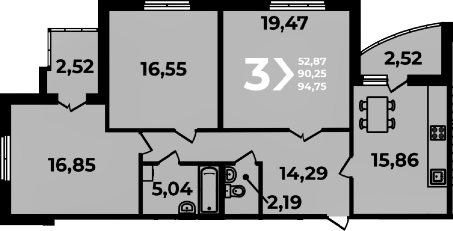 Продается 4-комн. квартира, 89.71 м²