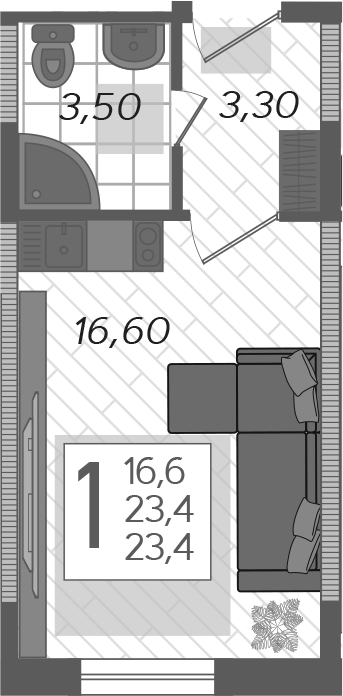 Продается 1-комн. квартира, 23.4 м²