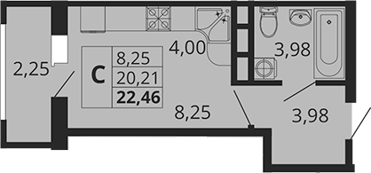 Студия · 20.21 м²