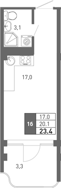 Планировка 19.25 м²