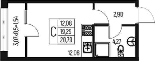 Планировка 19.25 м²