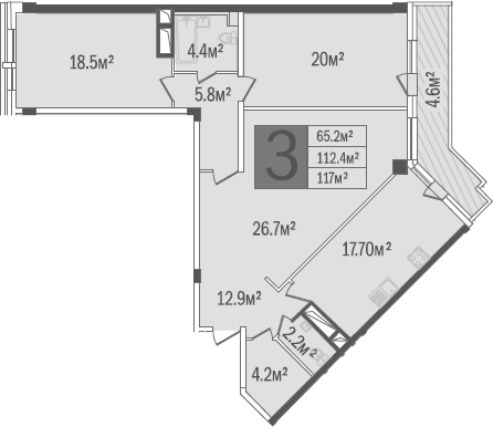 Планировка 52.9 м²