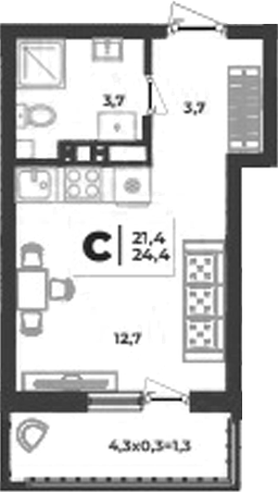 Планировка 20.1 м²