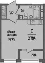 Планировка 26.42 м²