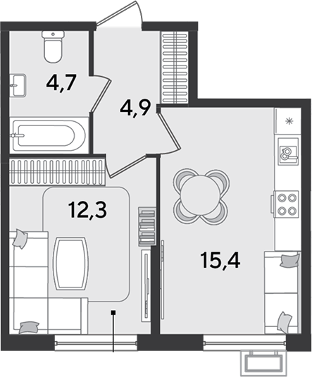 Продается 2-комн. квартира, 37.3 м²