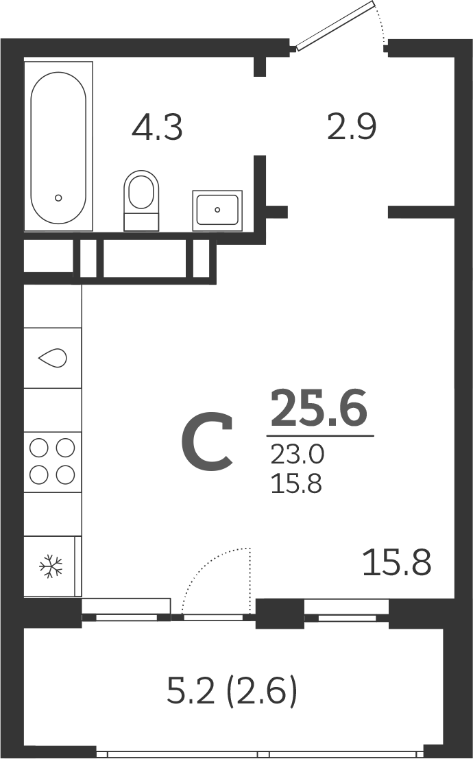 Студия · 23 м²