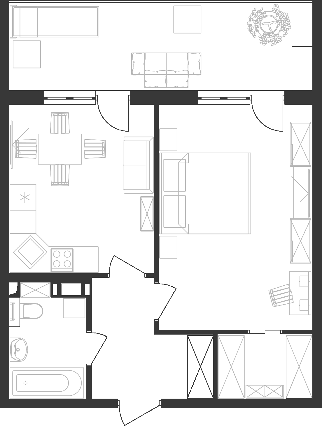 Планировка 45.63 м²