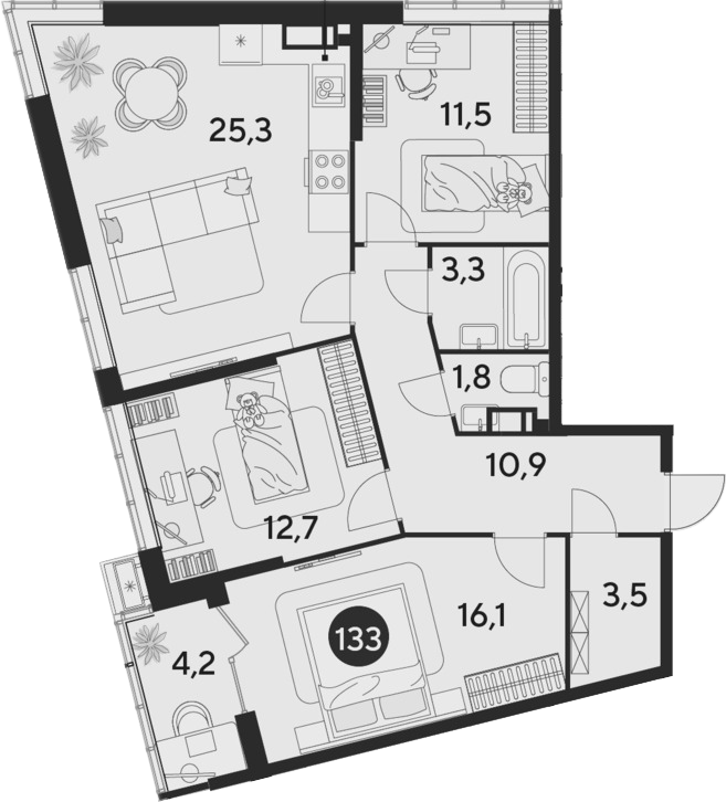Продается 4-комн. квартира, 85.1 м²