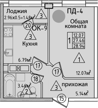 Планировка 30.22 м²