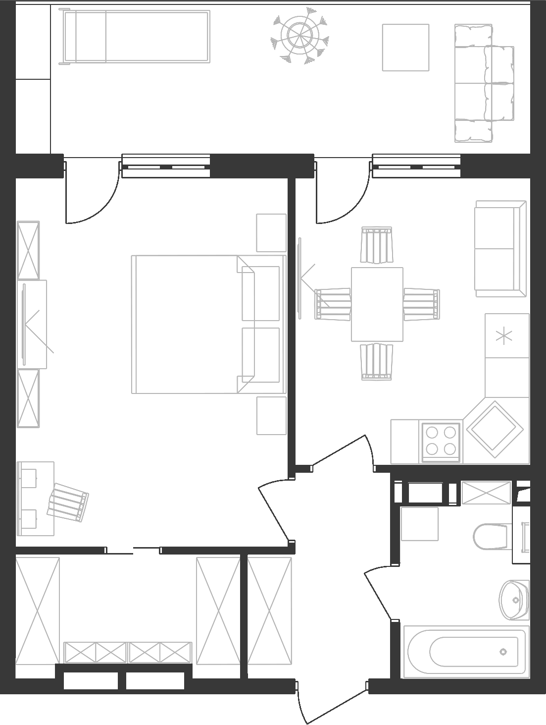 Планировка 45.36 м²