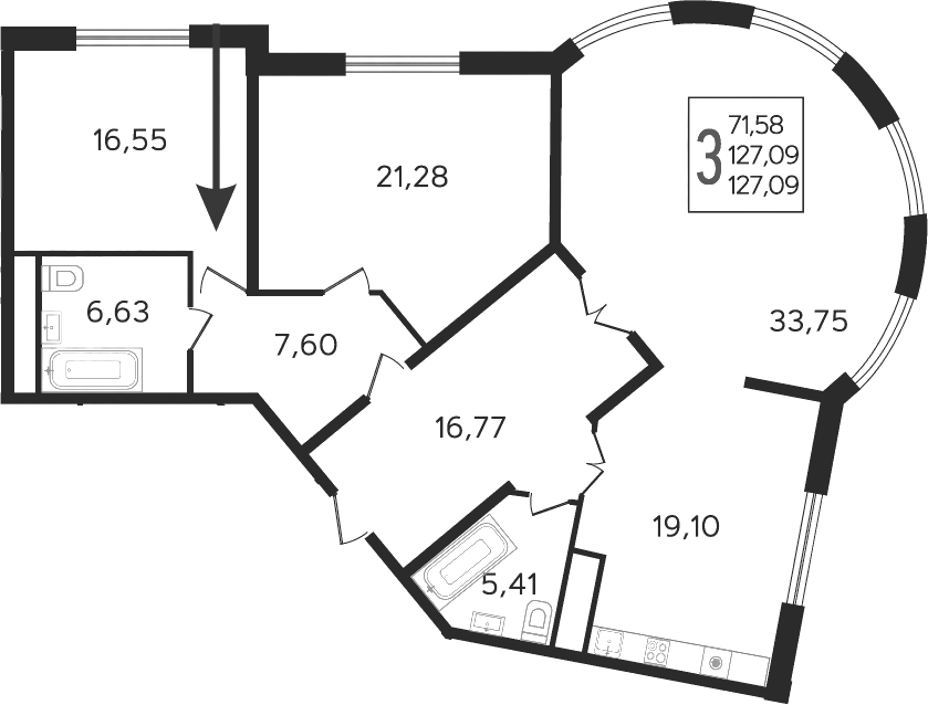 Планировка 127.09 м²