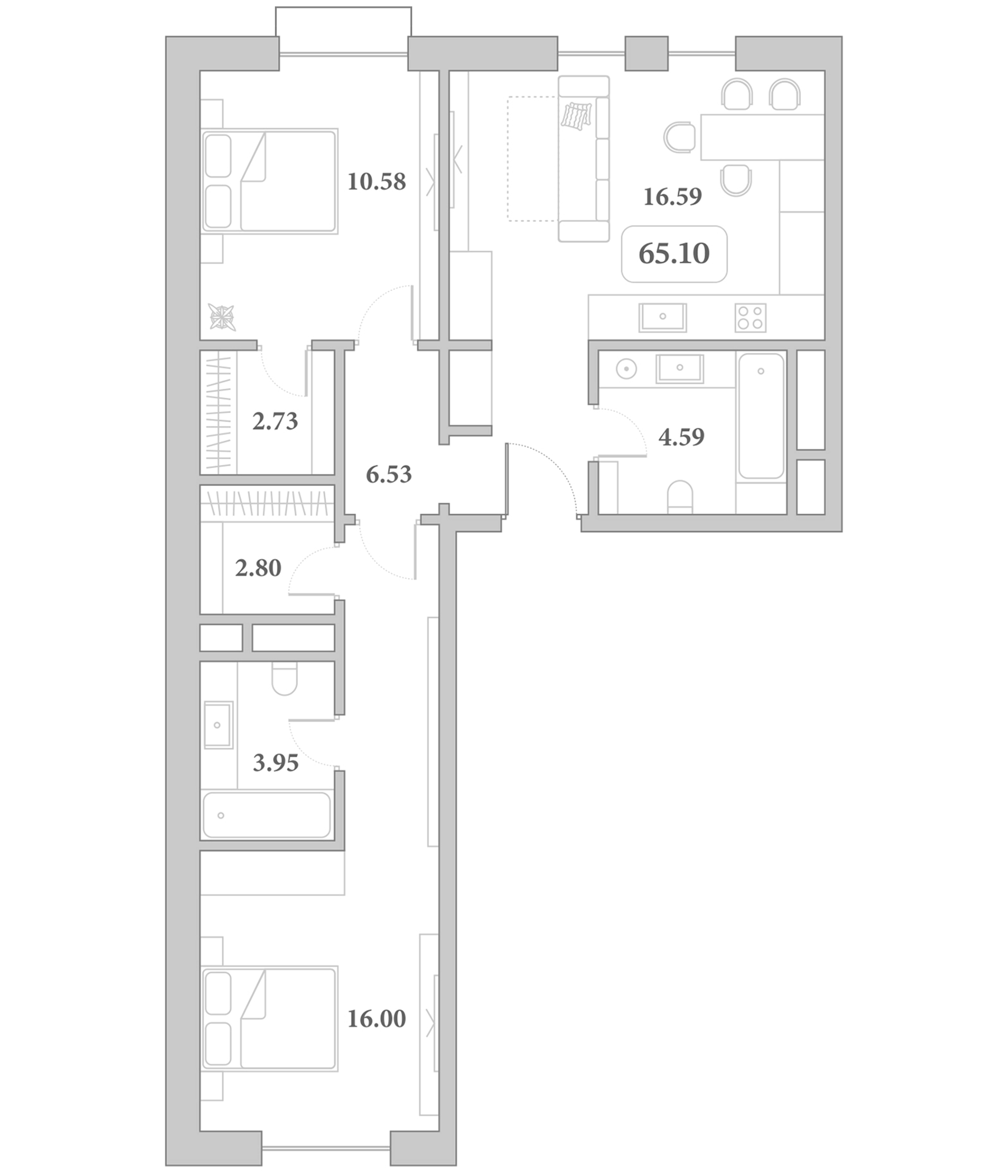 Продается 3-комн. квартира, 63.77 м²