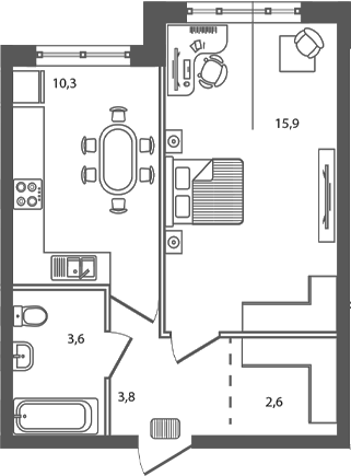 Планировка 36.2 м²
