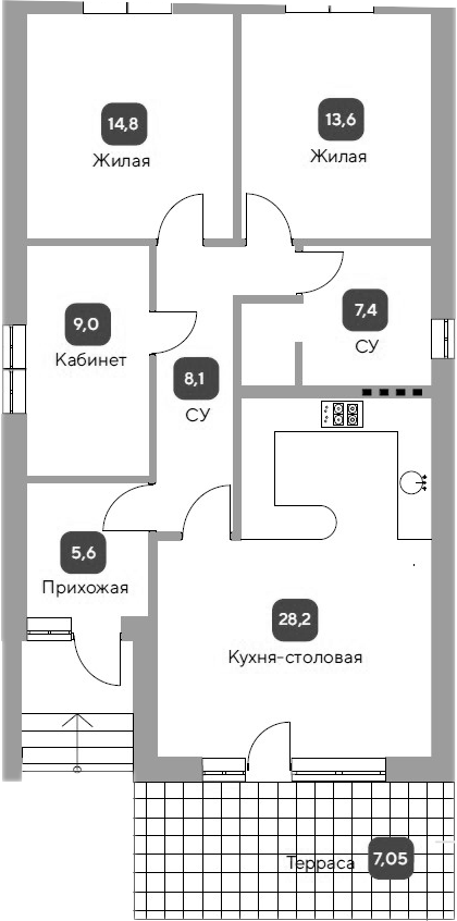 Планировка 86.7 м²