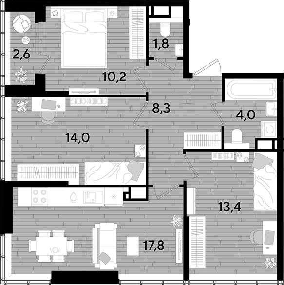 Продается 3-комн. квартира, 69.5 м²
