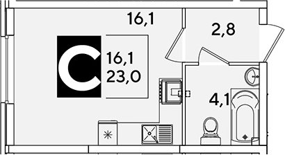Планировка 23 м²