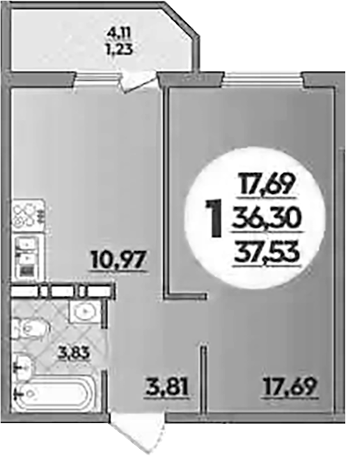 Планировка 36.3 м²