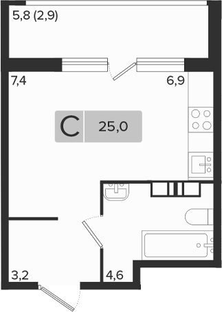 Планировка 22.1 м²