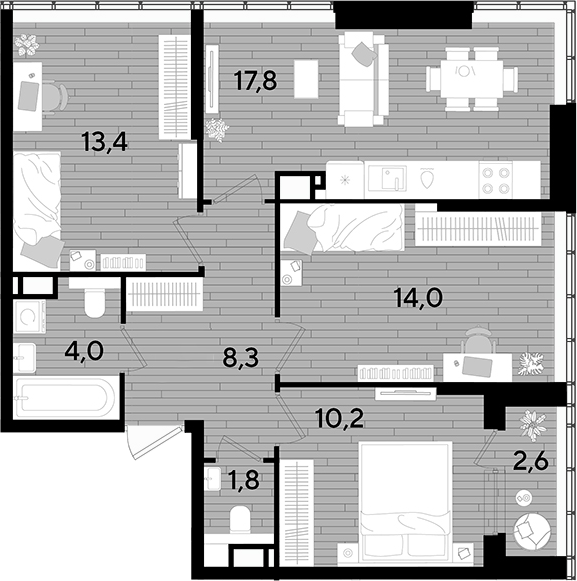Продается 3-комн. квартира, 69.5 м²