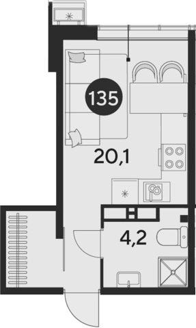 Продается 1-комн. квартира, 24.3 м²