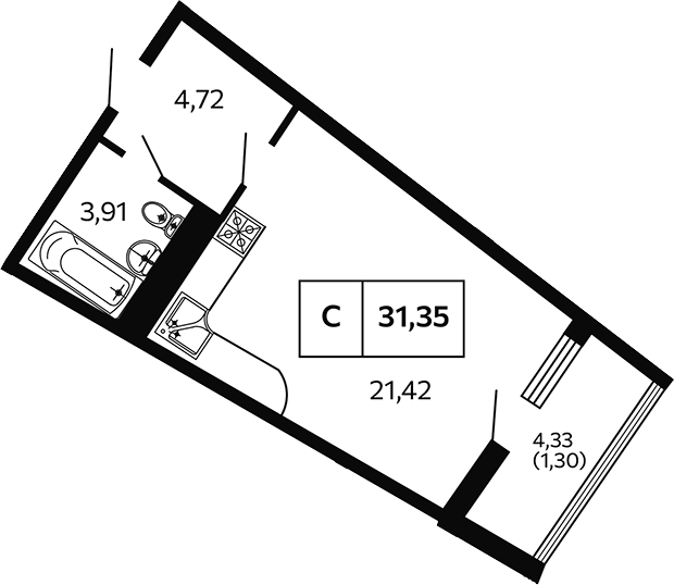 Планировка 30.05 м²