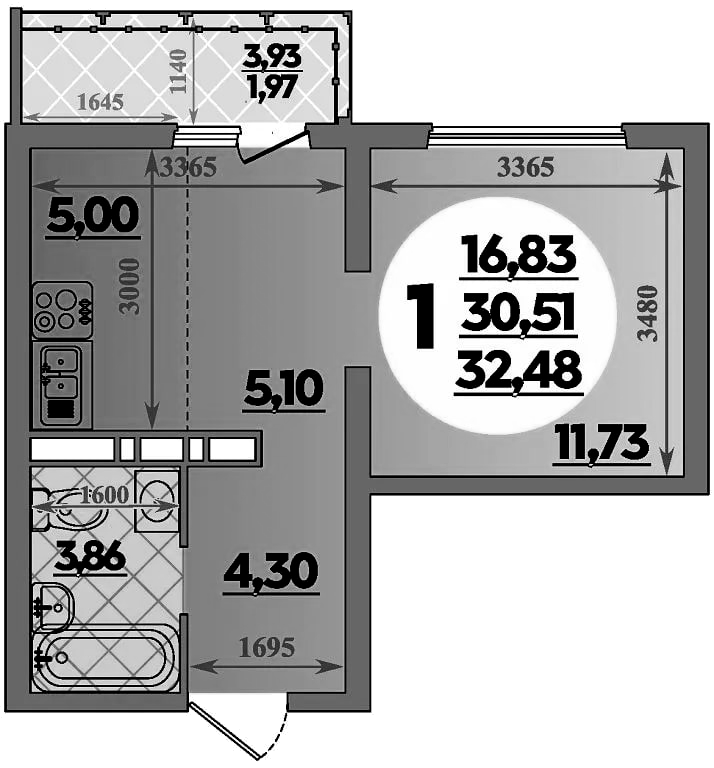 Планировка 29.65 м²