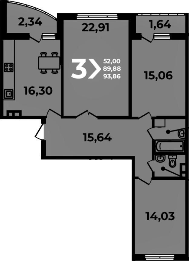 Продается 4-комн. квартира, 89.88 м²