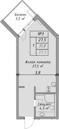 Планировка 31.8 м²
