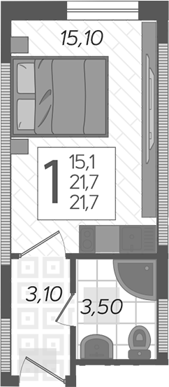 Планировка 21.7 м²