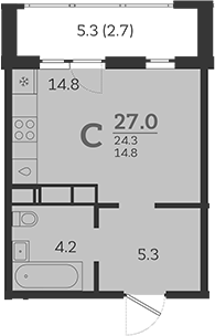 Планировка 24.3 м²