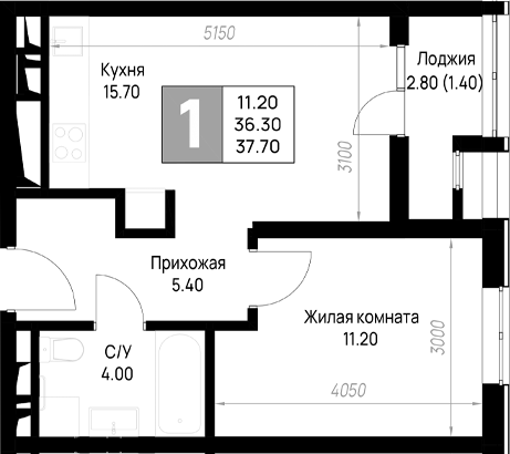 Планировка 36.3 м²