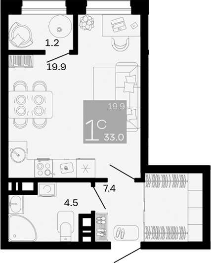 Продается 1-комн. квартира, 31.8 м²