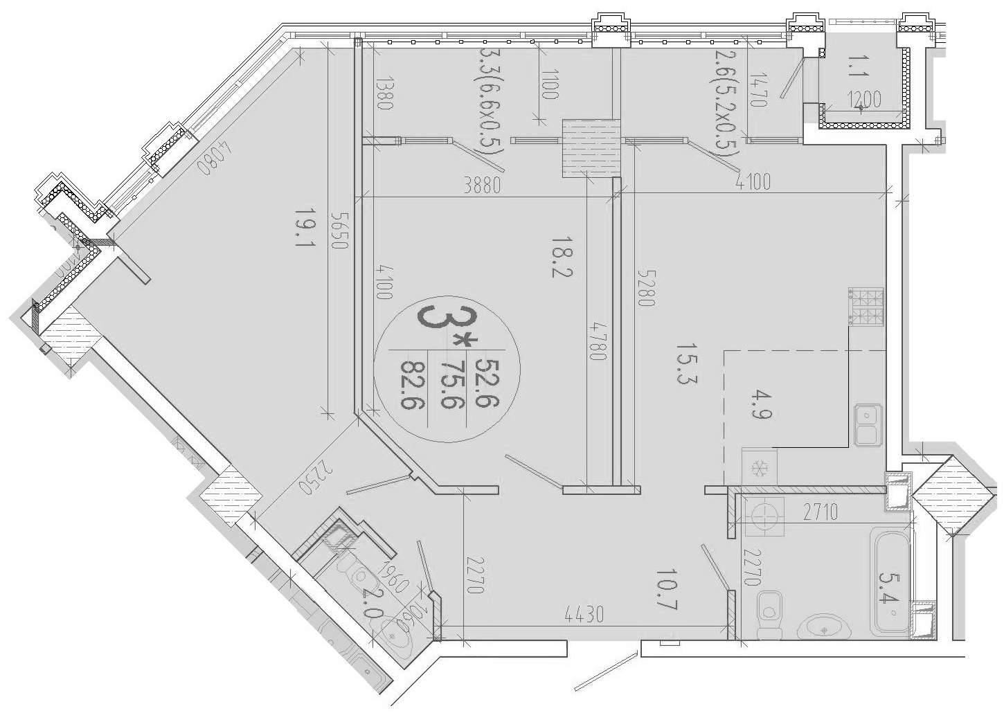 Планировка 76.7 м²
