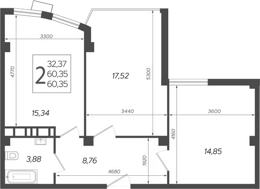 Планировка 60.35 м²