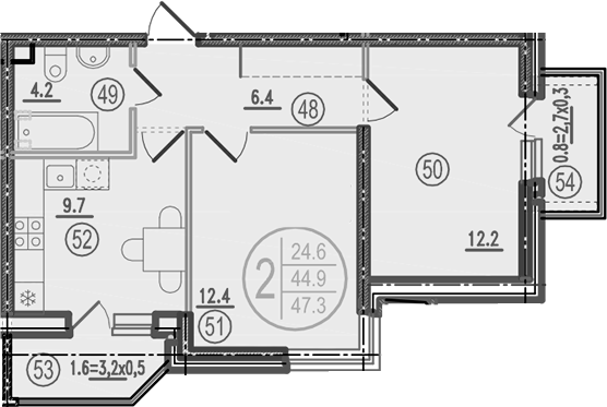 Продается 2-комн. квартира, 44.9 м²