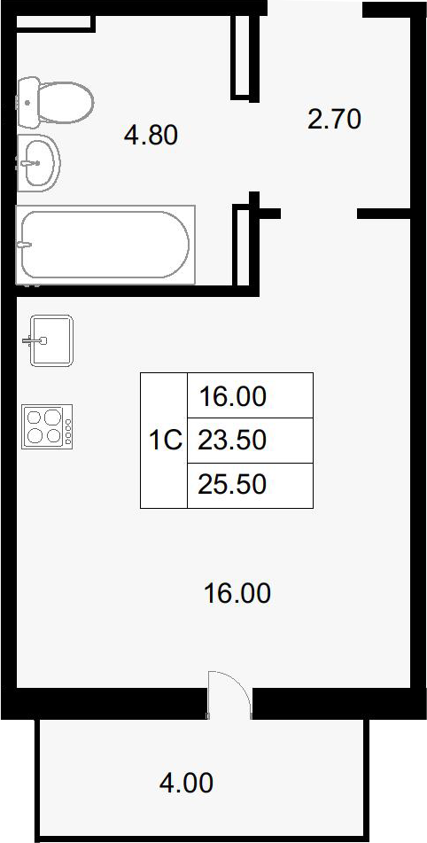 Планировка 23.5 м²