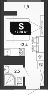 Планировка 15.4 м²