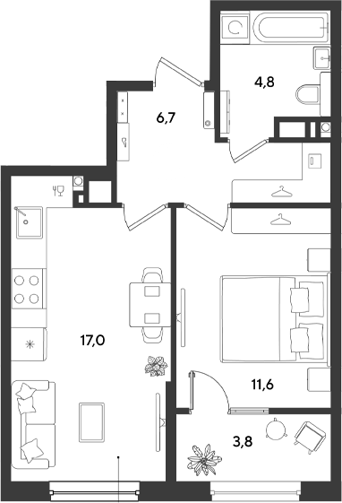 Планировка 40.1 м²