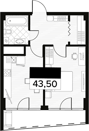 Продается 1-комн. квартира, 43.5 м²