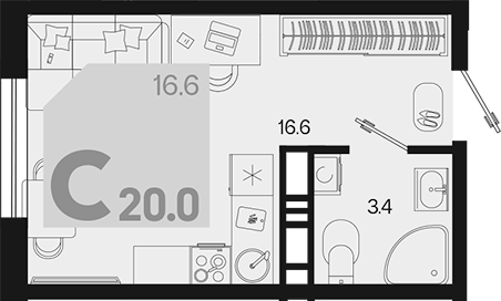 Планировка 20 м²