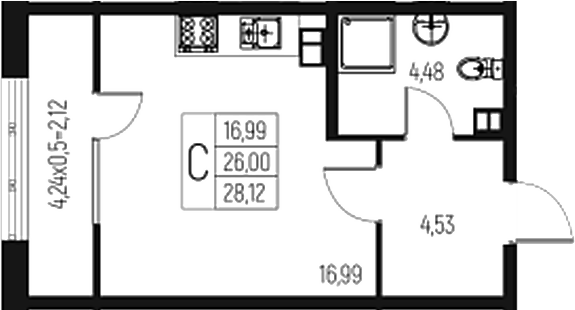 Продается 1-комн. квартира, 26 м²