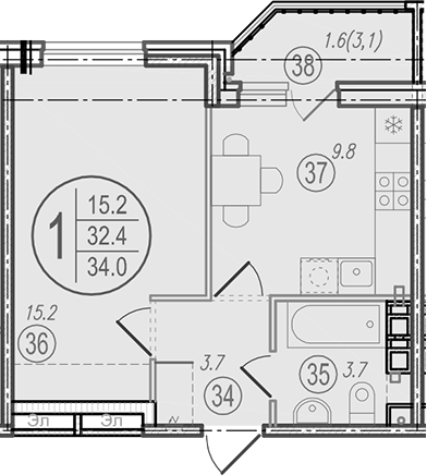 Планировка 32.4 м²