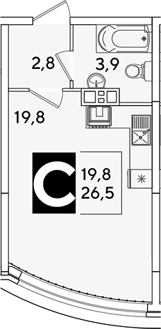 Студия · 26.5 м²