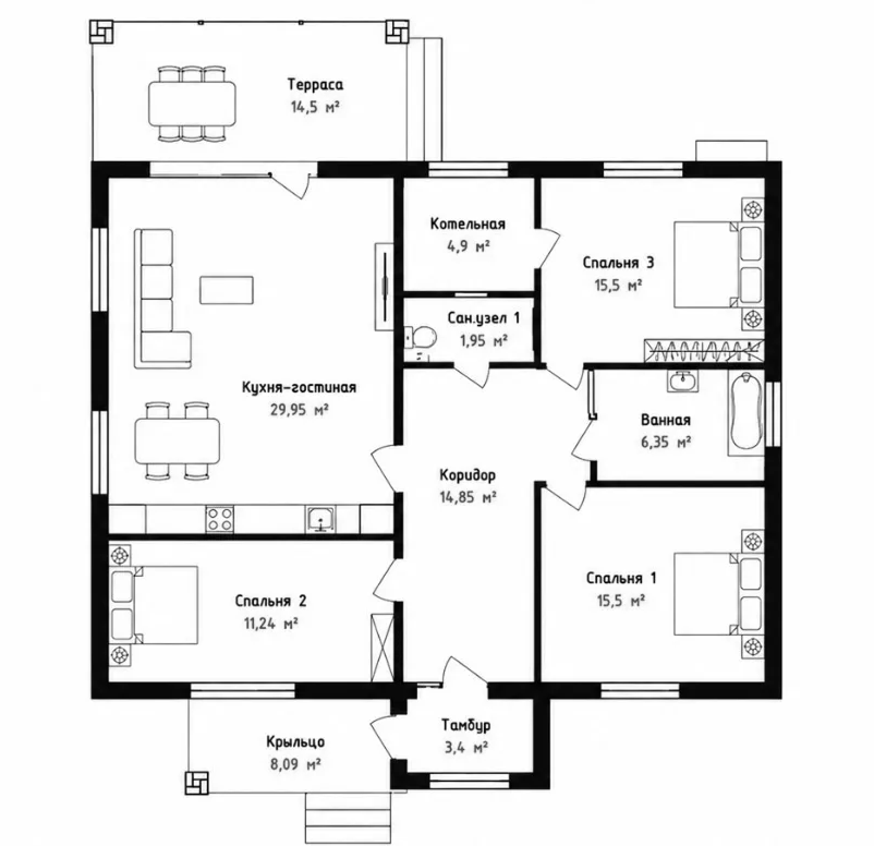 Планировка 113.65 м²