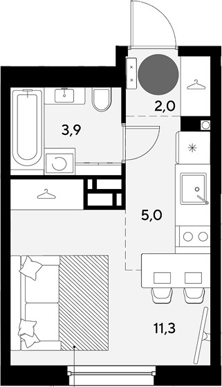 Планировка 22.2 м²